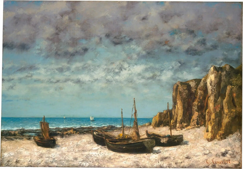 Boten op een strand, Étretat - Gustave Courbet