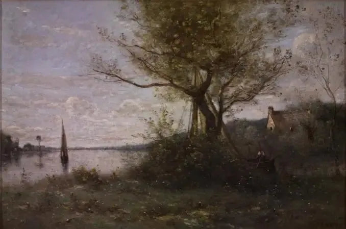 Bateau op het eiland - Jean-Baptiste Camille Corot