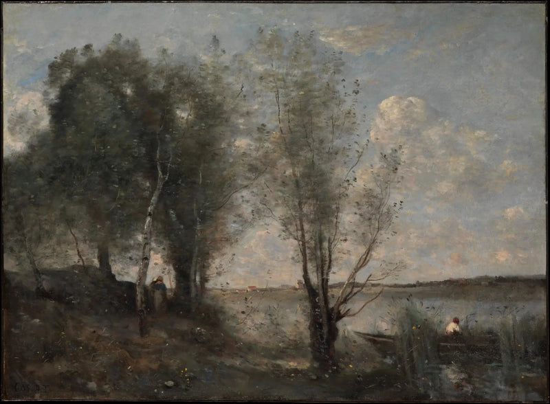 Boot tussen de rietstengels - Jean-Baptiste Camille Corot