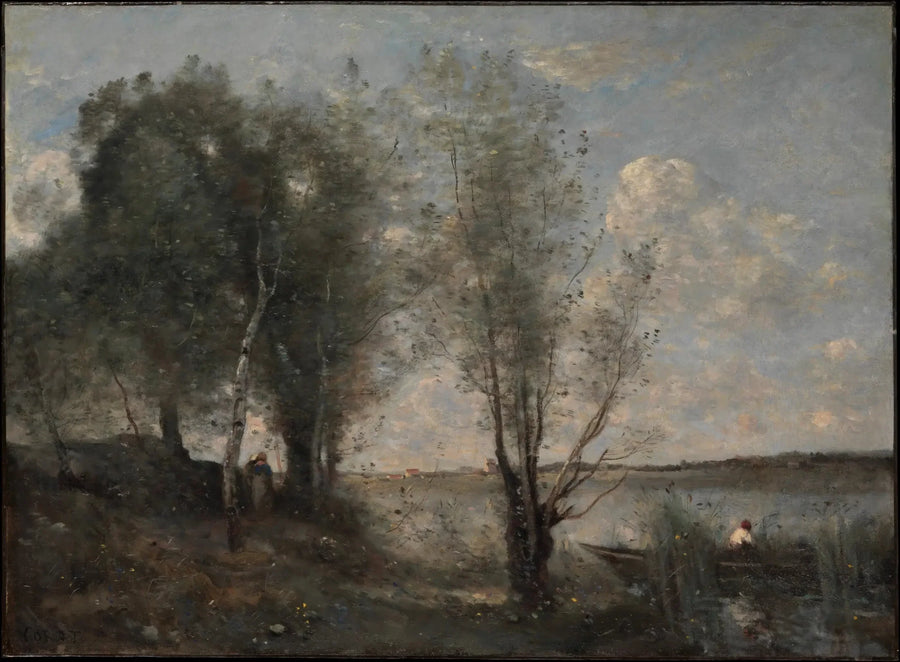 Boot tussen de rietstengels - Jean-Baptiste Camille Corot