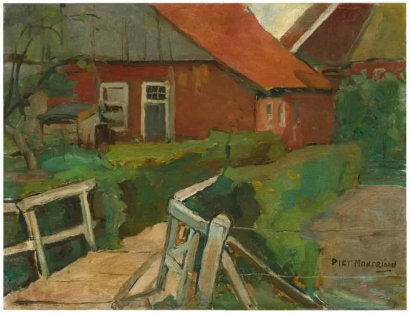Agrarische gebouwen met brug - Piet Mondrian