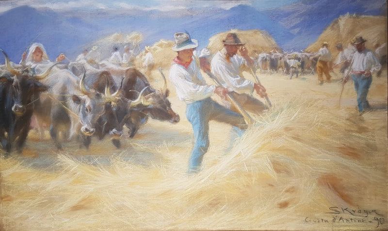 Slagwerk in Civita d'Antino. Pastel - Peder Severin Krøyer