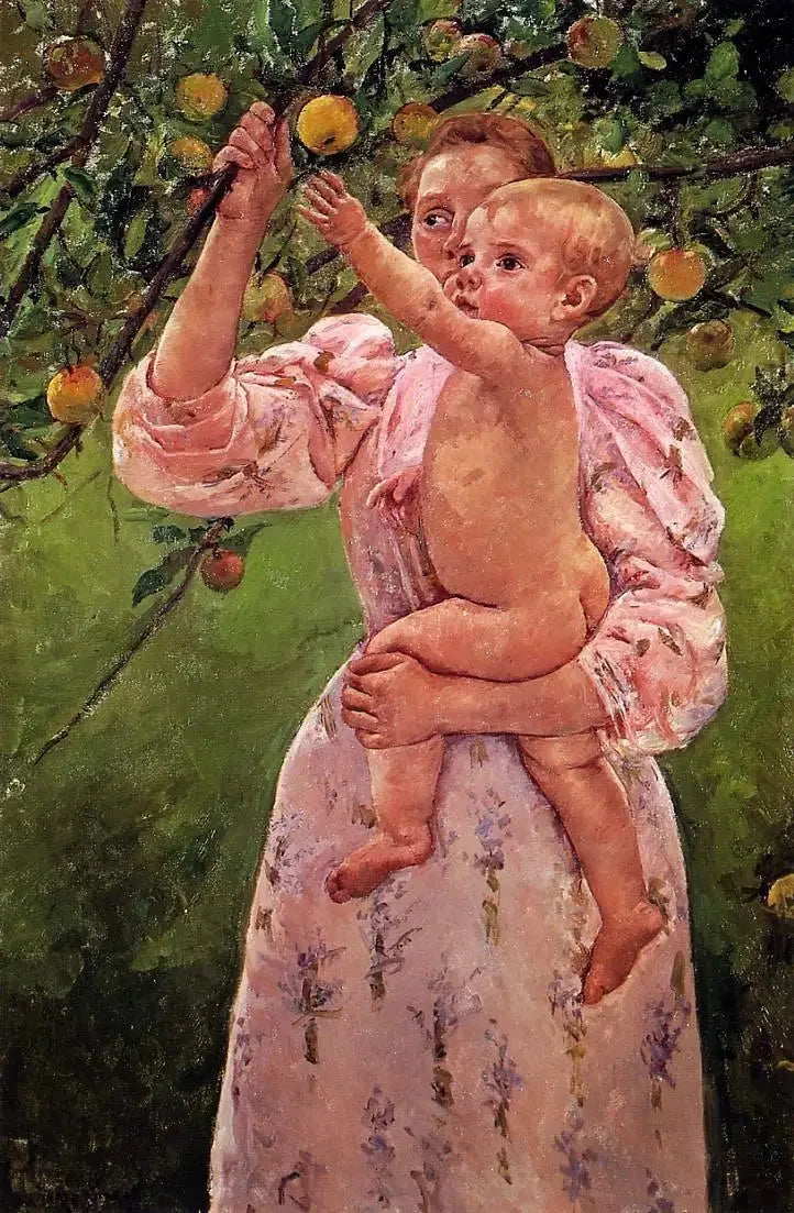 Bébé tend la main vers une pomme - Mary Cassatt image 1 reproduction réalisée par Alpha Reproduction