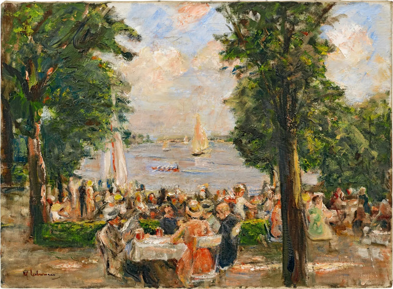 Biergarten bij de Wannsee (huis aan het meer) - Max Liebermann