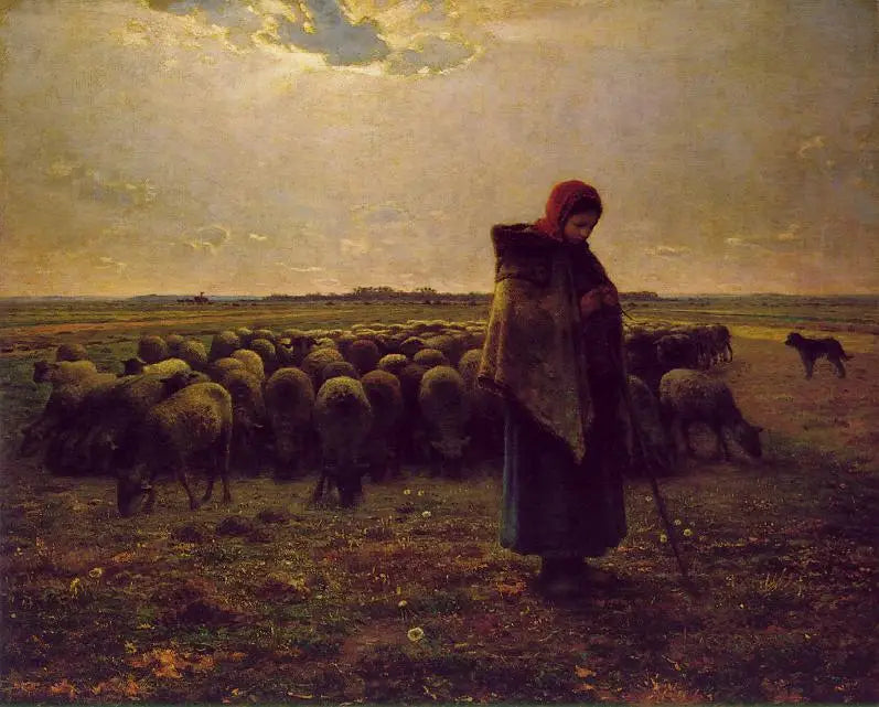 Bergère met haar kudde - Jean-François Millet