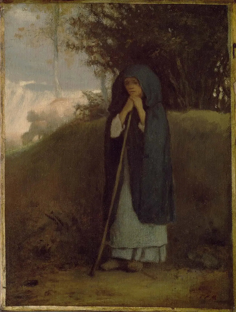 Bergère leunend op haar stok - Jean-François Millet