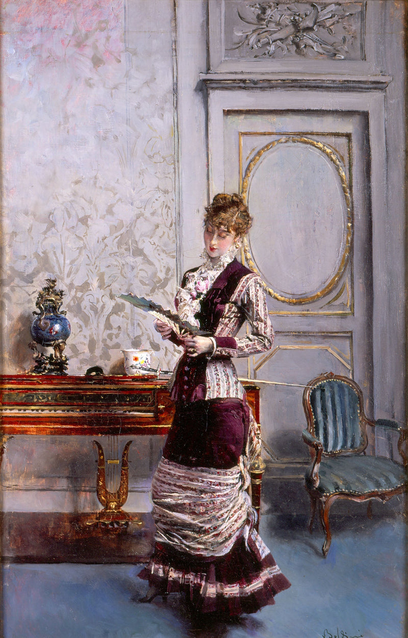 Berthe die een waaier bewondert - Giovanni Boldini