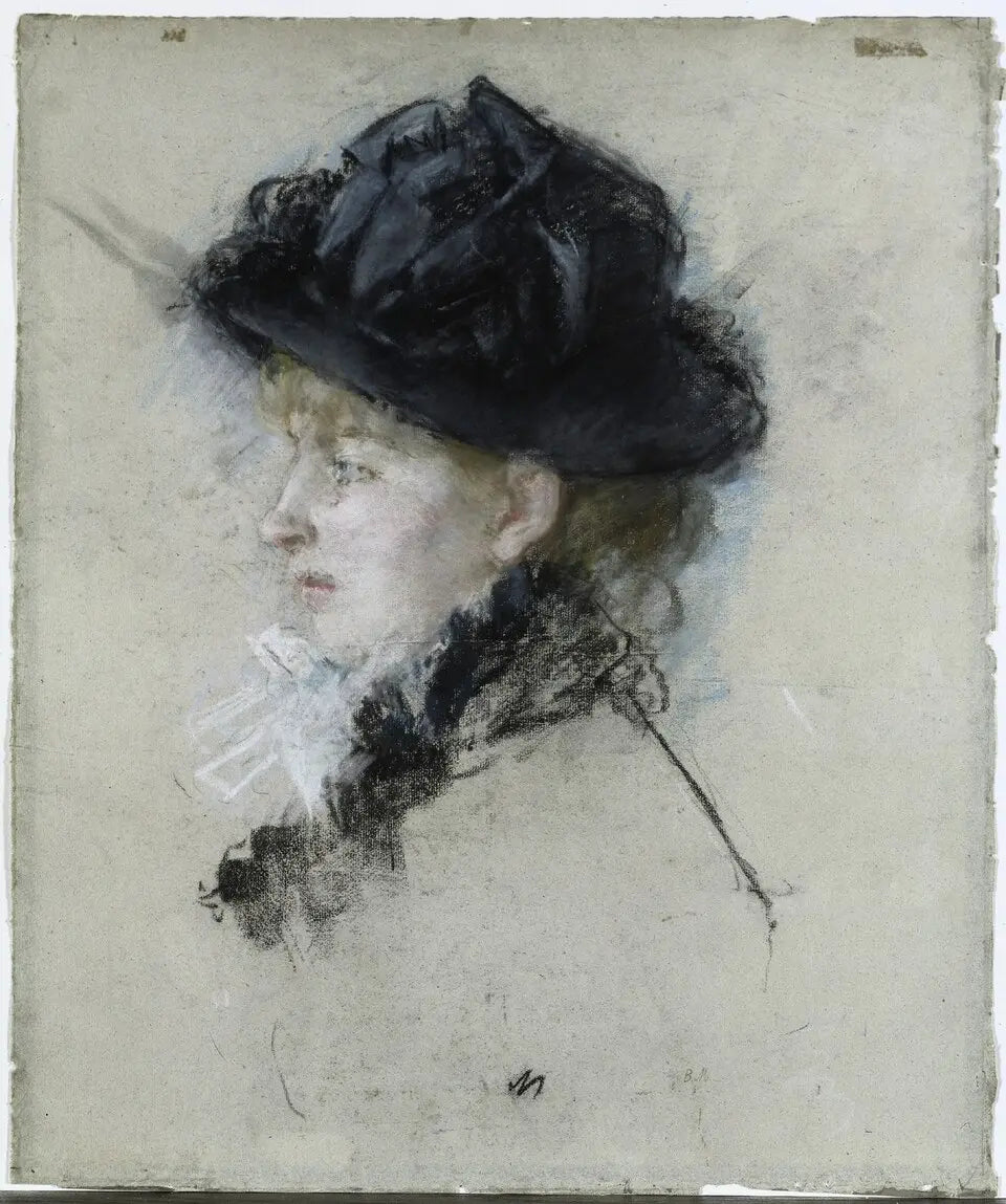 Louise Riesener au chapeau, peinture de Berthe Morisot