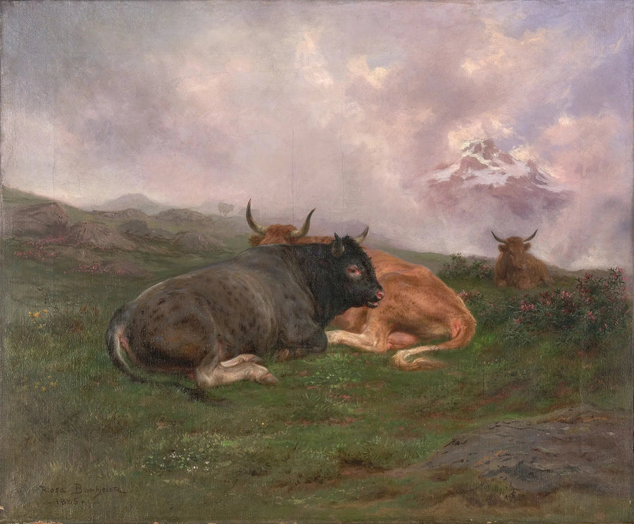 Rustende vee op een heuvel in de Alpen - Rosa Bonheur