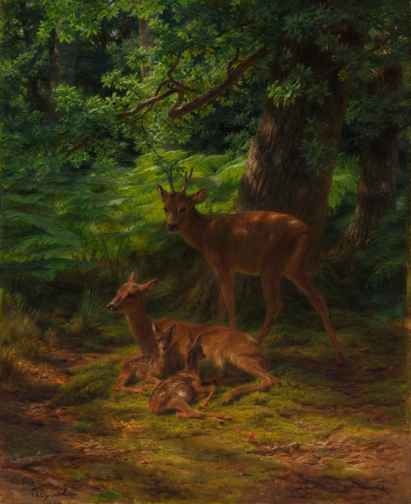 Herten en hert in rust - Rosa Bonheur