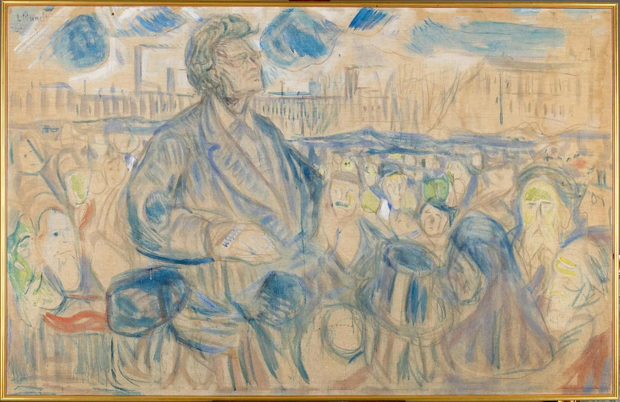 Bjørnstjerne Bjørnson die het volk toespreekt - Edvard Munch