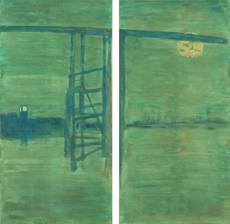 Blauw en zilver: scherm, met de oude Battersea-brug - James Abbott McNeill Whistler