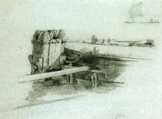 Boat at Bulkhead - John Henry Twachtman - Reproductions de tableaux et peintures haut de gamme