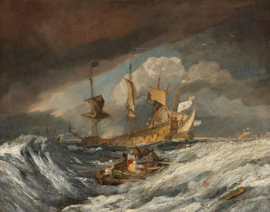 Botenschepen die Ankers naar de Nederlandse Oorlogsschepen Brengen - J. M. W. Turner