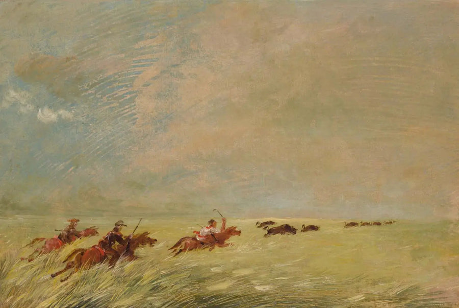 Bogard, Batiste en ik jagen op bizons in het hoge gras met op de achtergrond de Missouri - George Catlin

Source:
Bogard, Batiste et moi chassant le bison dans les hautes herbes sur un fond du Missouri - George Catlin
