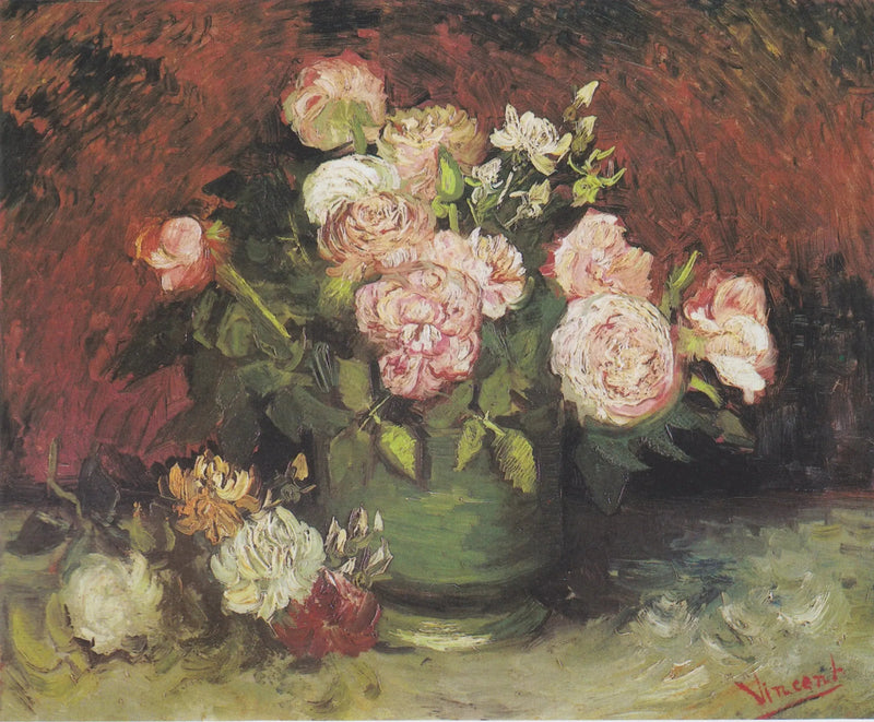 Kom met pioenen en rozen - Vincent van Gogh