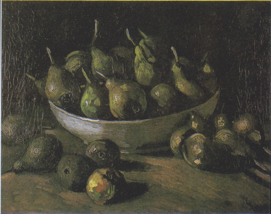 Stilleven met een stenen kom en peren - Vincent van Gogh