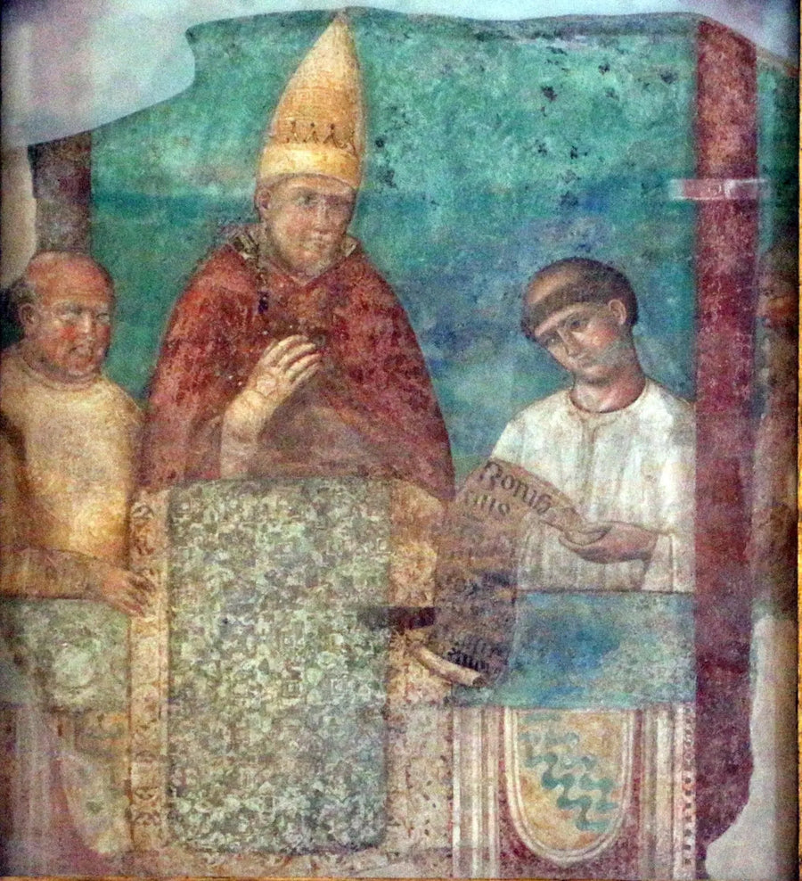 Bonifatius VIII proclameert het jubileum van 1300 - Giotto