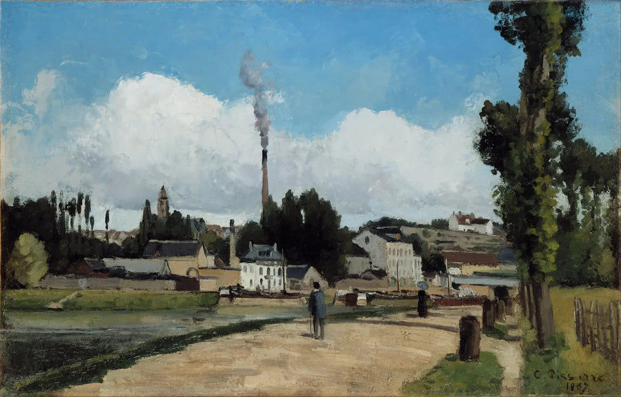 Oever van de Oise bij Pontoise - Camille Pissarro