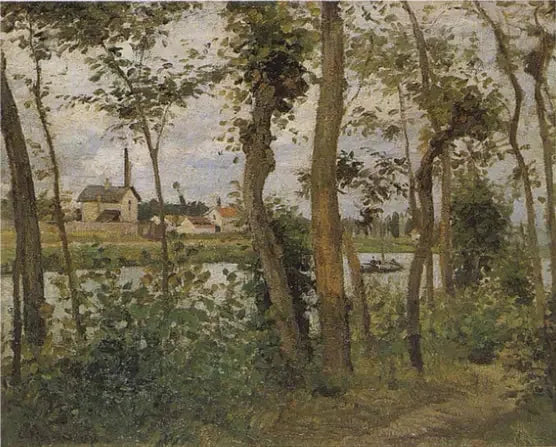 Oever van de Oise bij Pontoise - Camille Pissarro