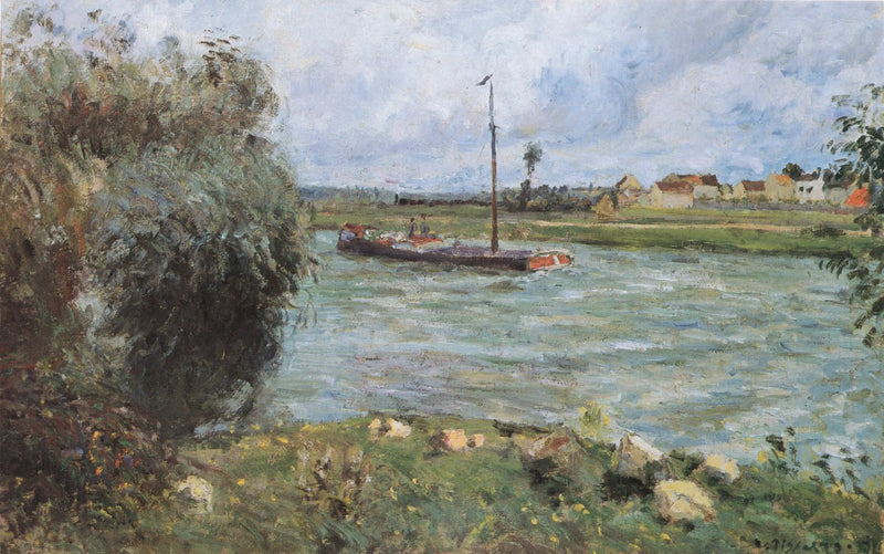 Oever van de Oise bij Pontoise - Camille Pissarro