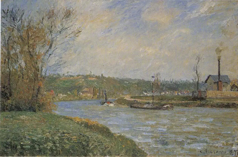 Oever van de Oise nabij Pontoise - Camille Pissarro