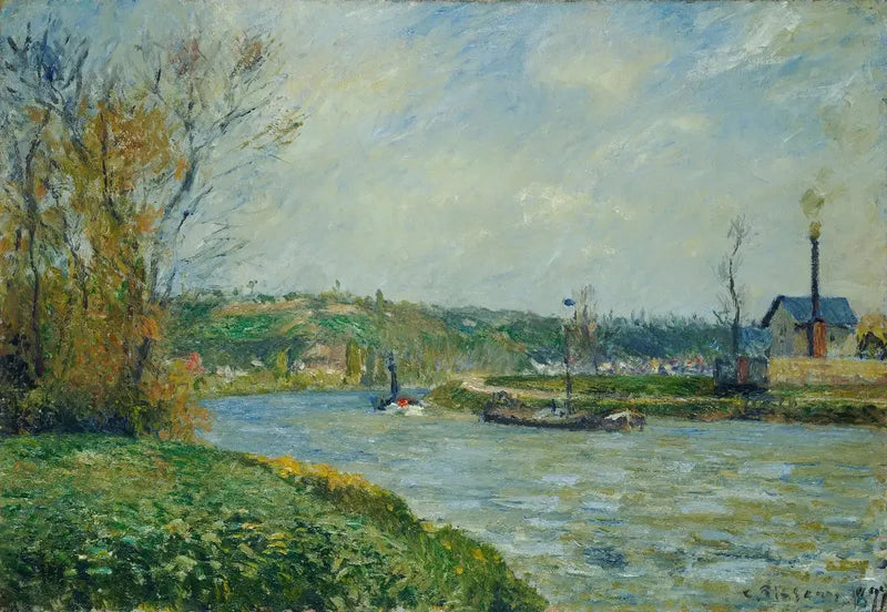 Oever van de Oise nabij Pontoise - Camille Pissarro