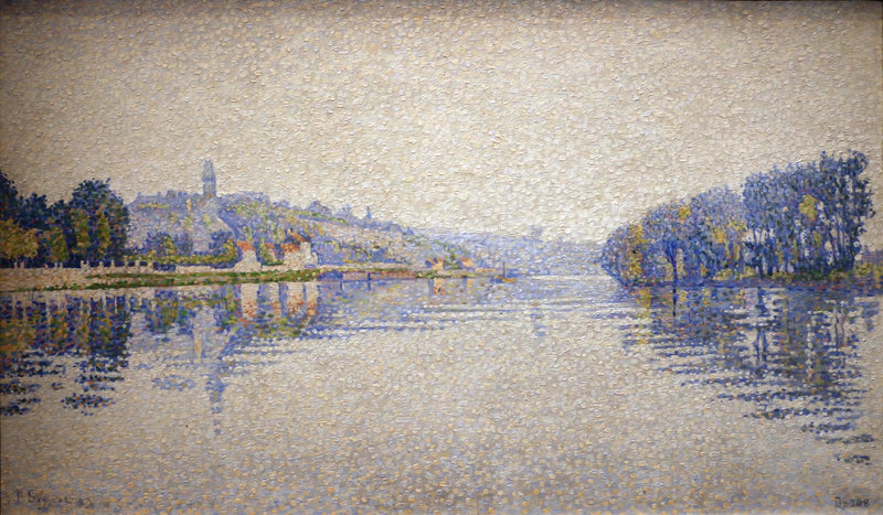 Oever van de rivier, de Seine bij Herblay - Paul Signac