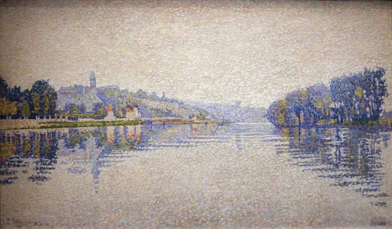 Oever van de rivier, de Seine bij Herblay - Paul Signac
