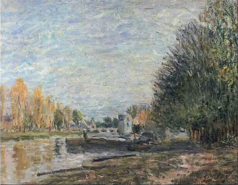 Oever van de Loing bij zonsondergang - Alfred Sisley