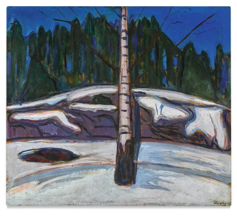 Berken in de sneeuw - Edvard Munch