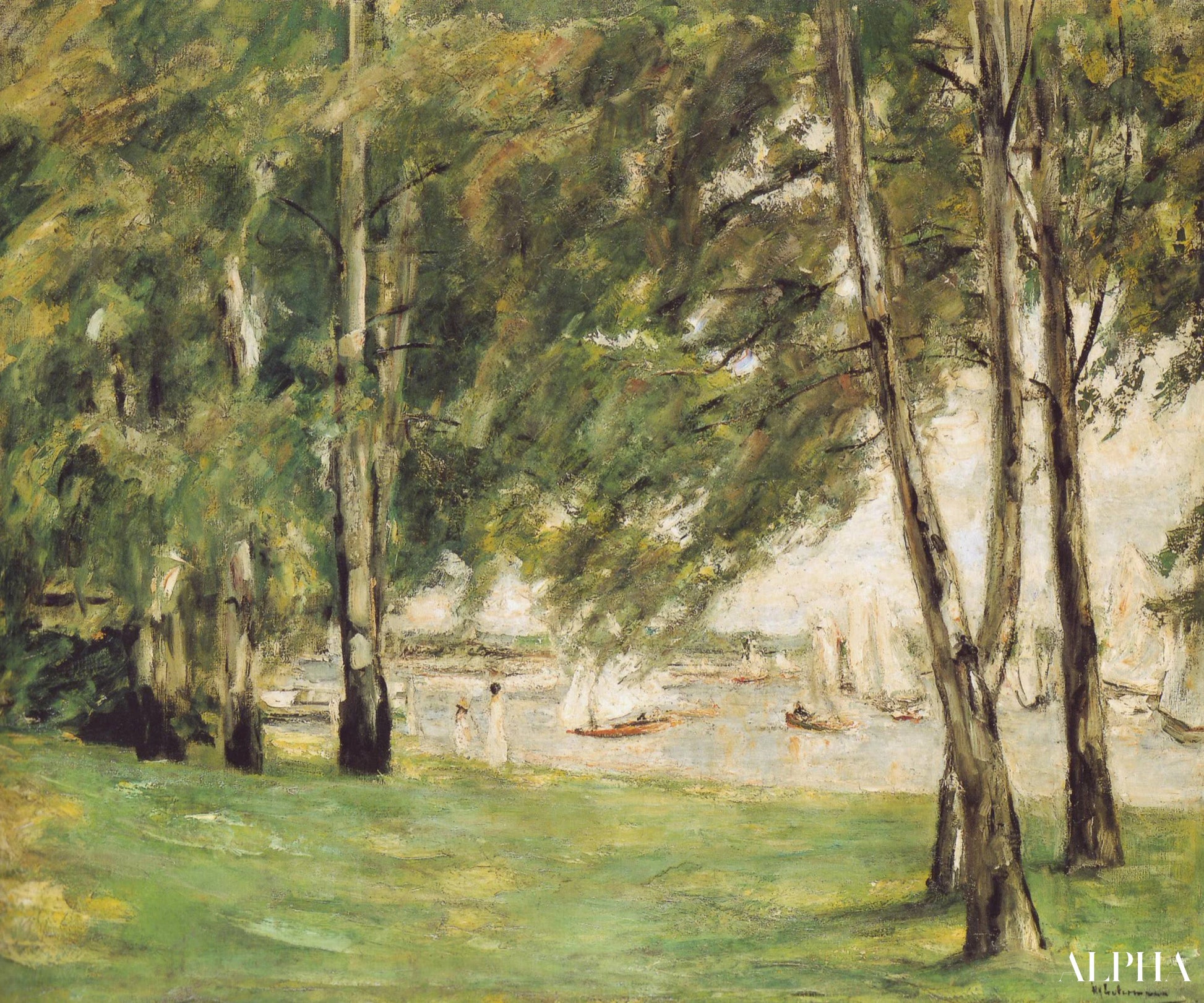 Berkens aan de rand van het meer wanneer naar het oosten - Max Liebermann - Reproducties van schilderijen en hoogwaardige schilderijen