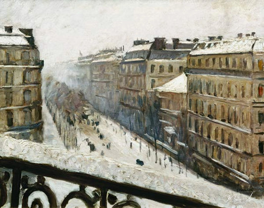 Boulevard Haussmann sous la neige - Caillebotte - Reproductions de tableaux et peintures haut de gamme