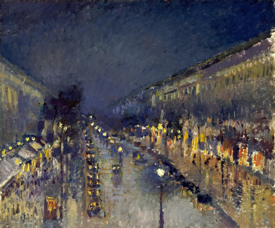 Boulevard Montmartre 's nachts - Camille Pissarro