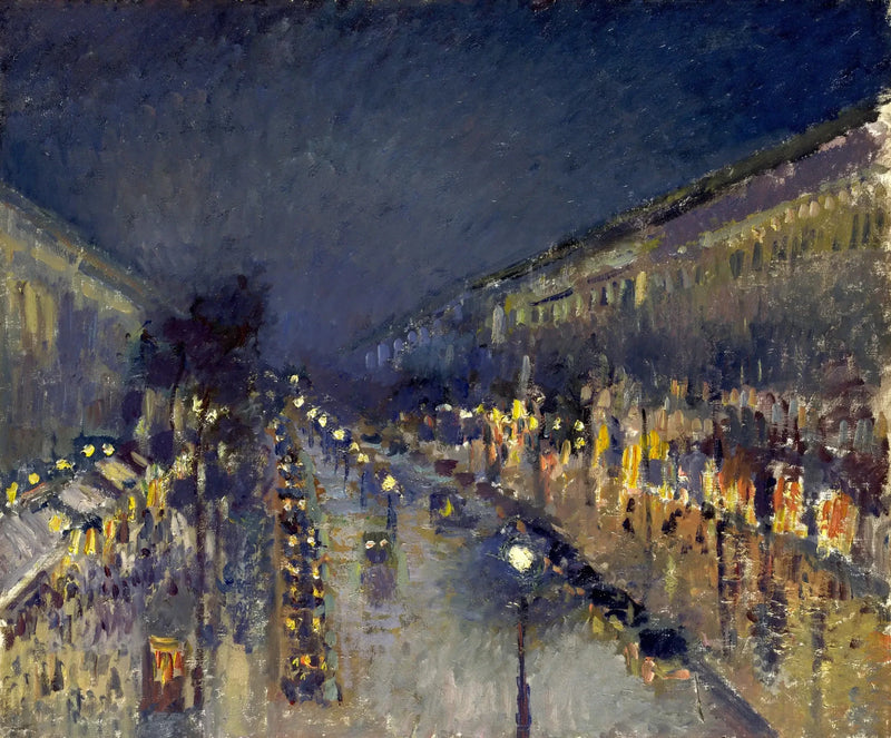 Boulevard Montmartre 's nachts - Camille Pissarro
