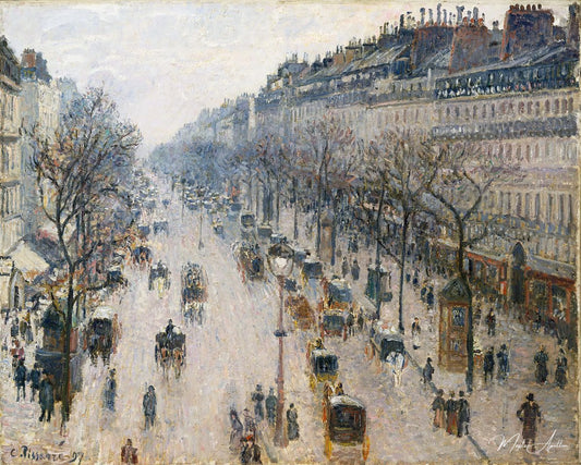 Boulevard Montmartre un matin d'hiver - Camille Pissarro - Reproductions de tableaux et peintures haut de gamme