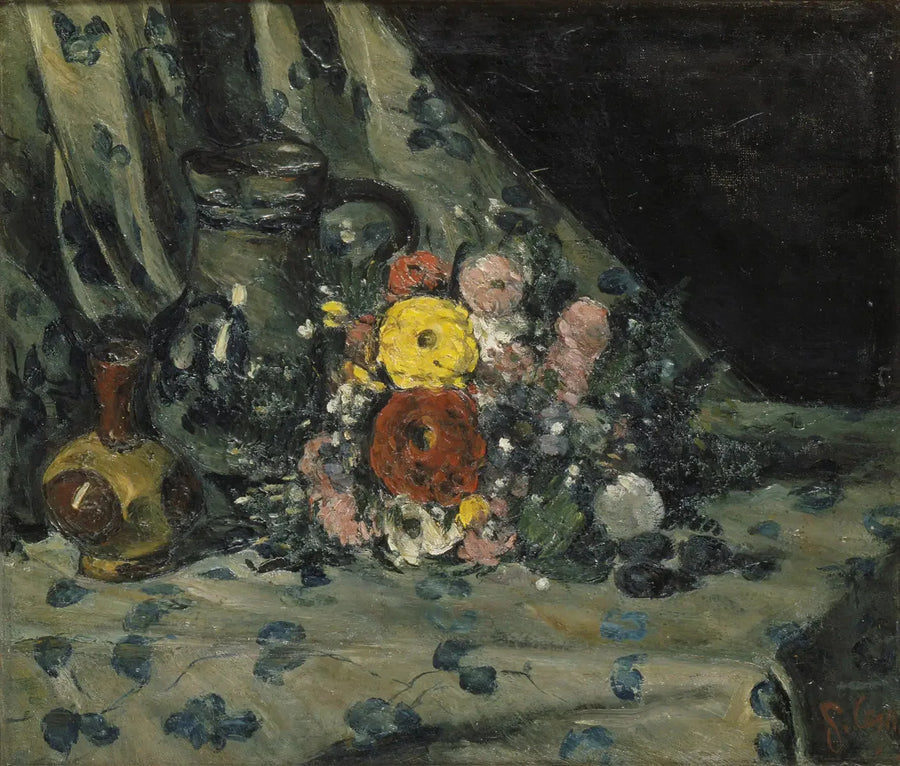 Boeket met gele dahlia - Paul Cézanne
