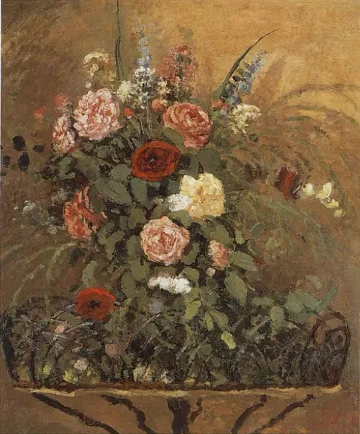 Bloemboeket met plantenbak - Camille Pissarro