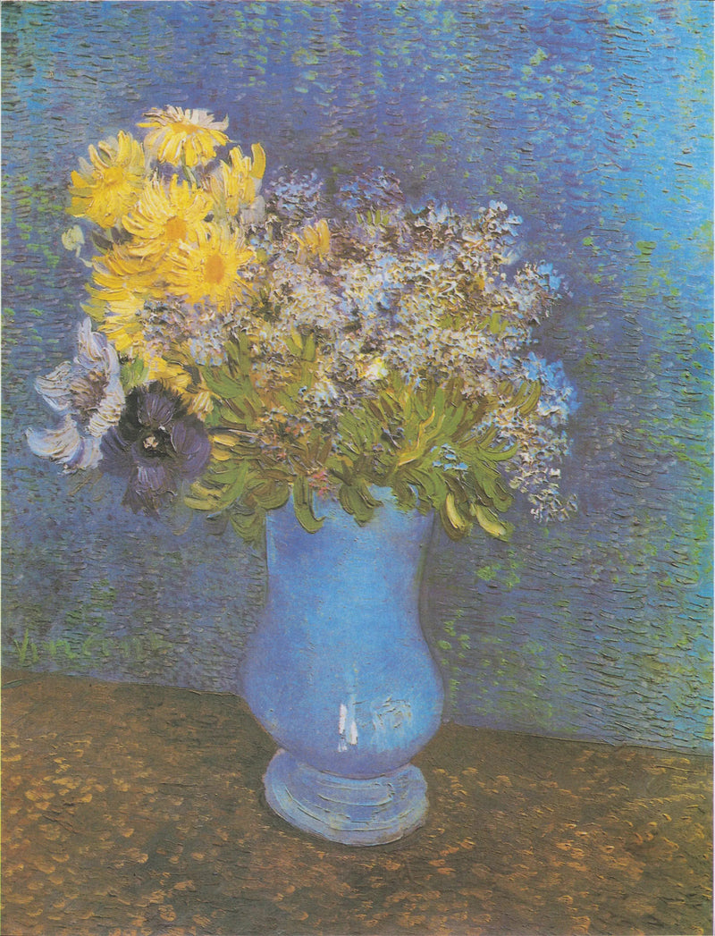 Bloemboeket in een blauwe vaas - Vincent van Gogh