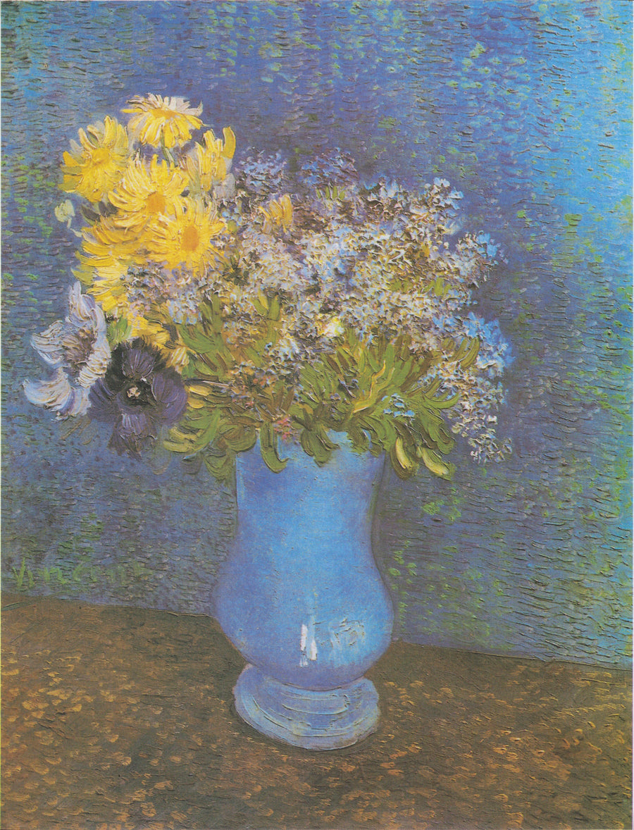 Bloemboeket in een blauwe vaas - Vincent van Gogh