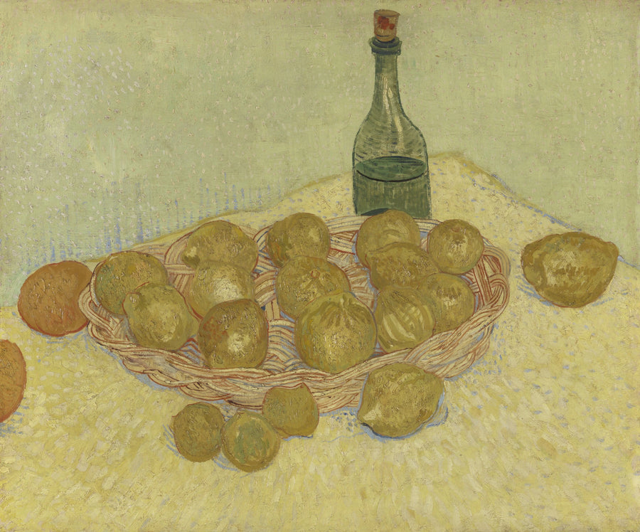 Stilleven: fles, citroenen en sinaasappels - Vincent van Gogh