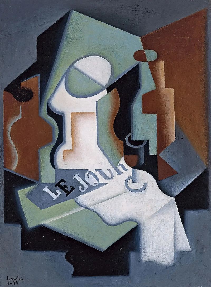 Fles en fruitsbord - Juan Gris