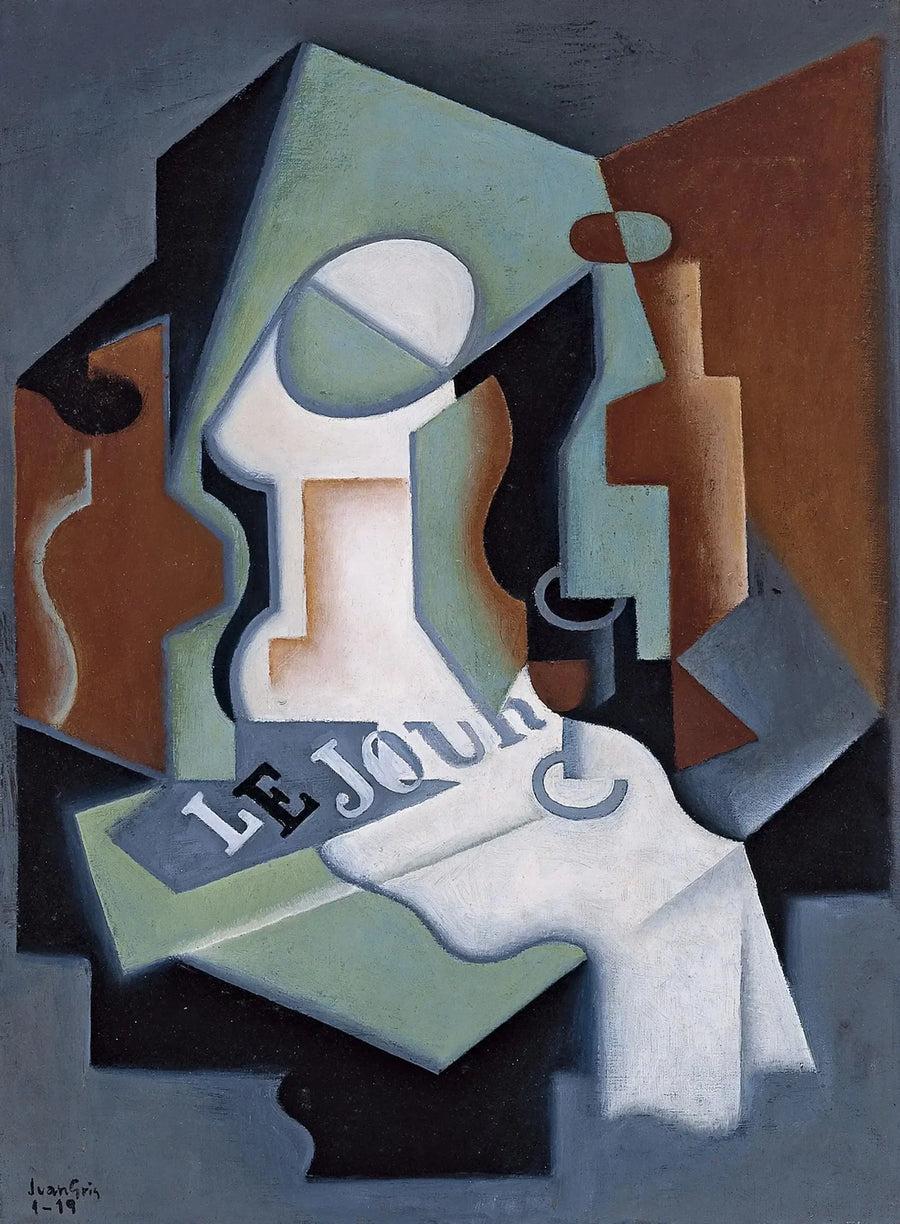 Fles en fruitsbord - Juan Gris