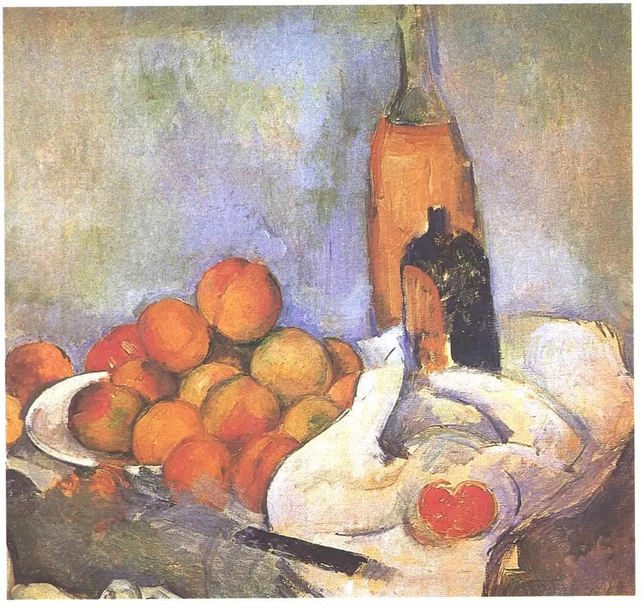 Flessen en perziken - Paul Cézanne