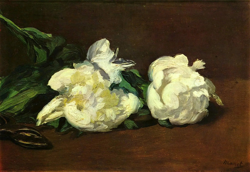 Tak met witte pioenrozen en snoeischaar - Édouard Manet