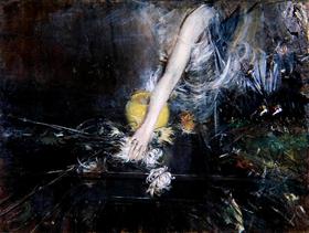 Beugelhouder met een bloemenvaas - Giovanni Boldini