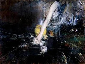 Beugelhouder met een bloemenvaas - Giovanni Boldini