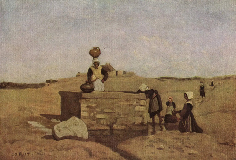 Bretonse vrouwen bij de fontein - Jean-Baptiste Camille Corot