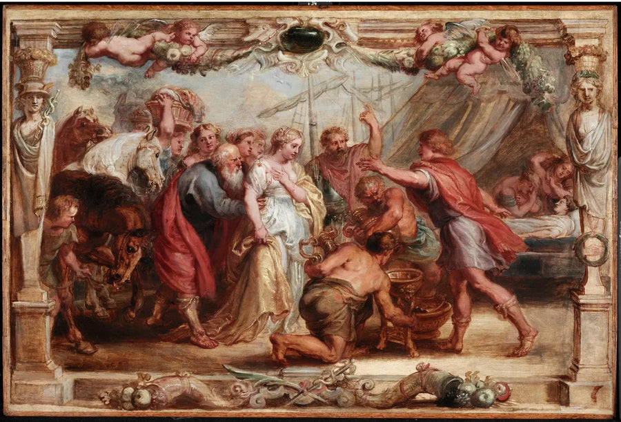 Briseis geretourneerd aan Achilles - Peter Paul Rubens