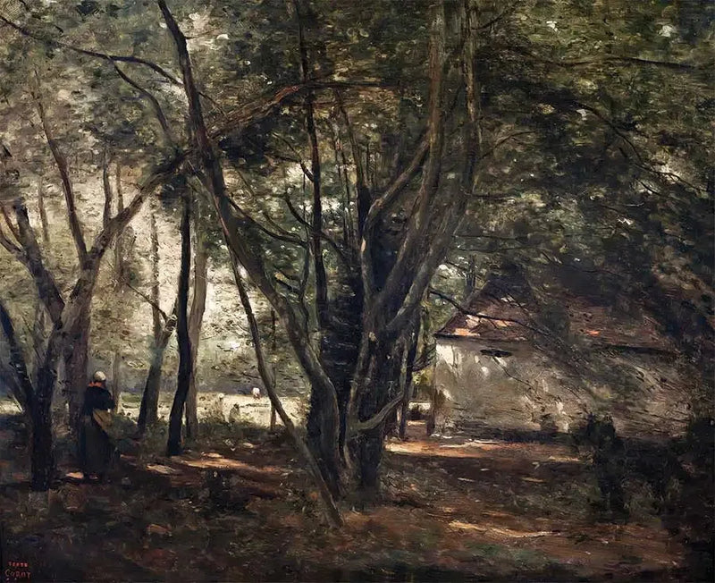 Brunoy, groene laan nabij de boerderij - Jean-Baptiste Camille Corot